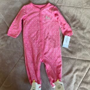 Carter's Pink and White Dotted Footie